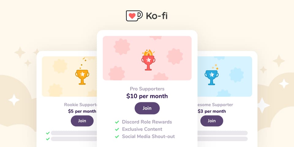 Ko-Fi Membership Tiers are available for everyone!